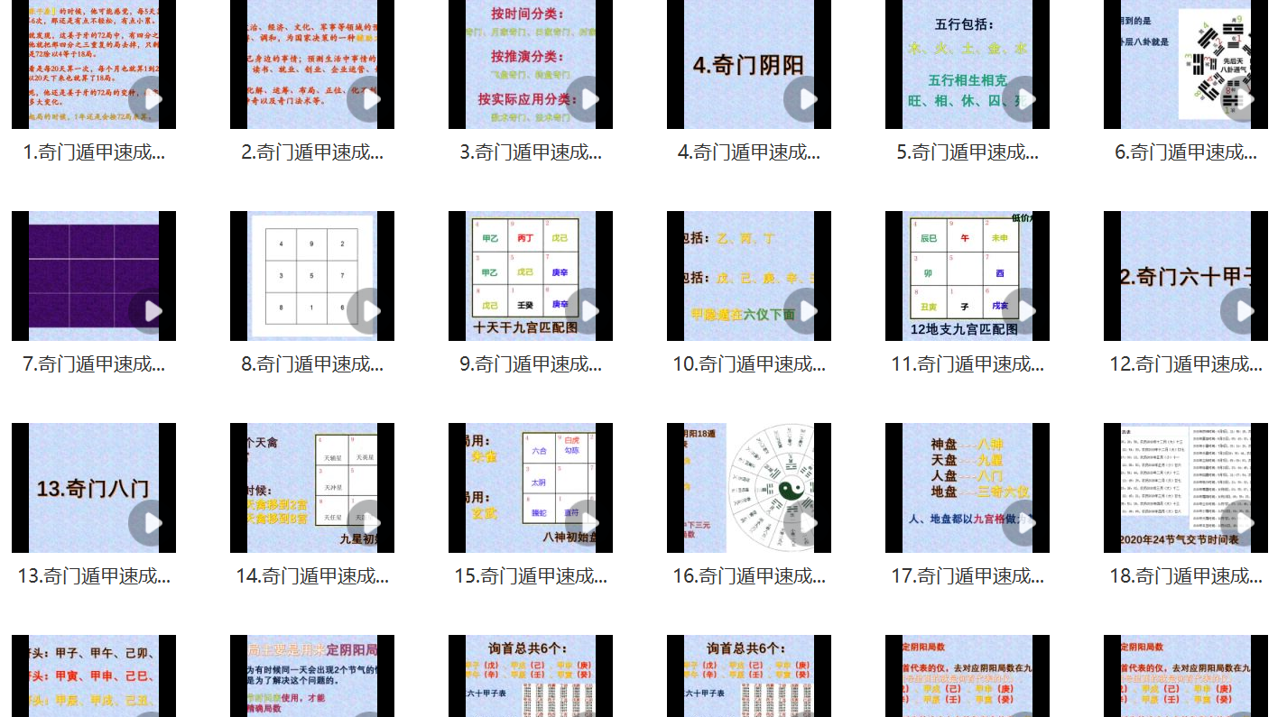 廖华辉1天学会奇门遁甲，共31集课程，这个是奇门遁甲的快速课程，阳盘时家奇门